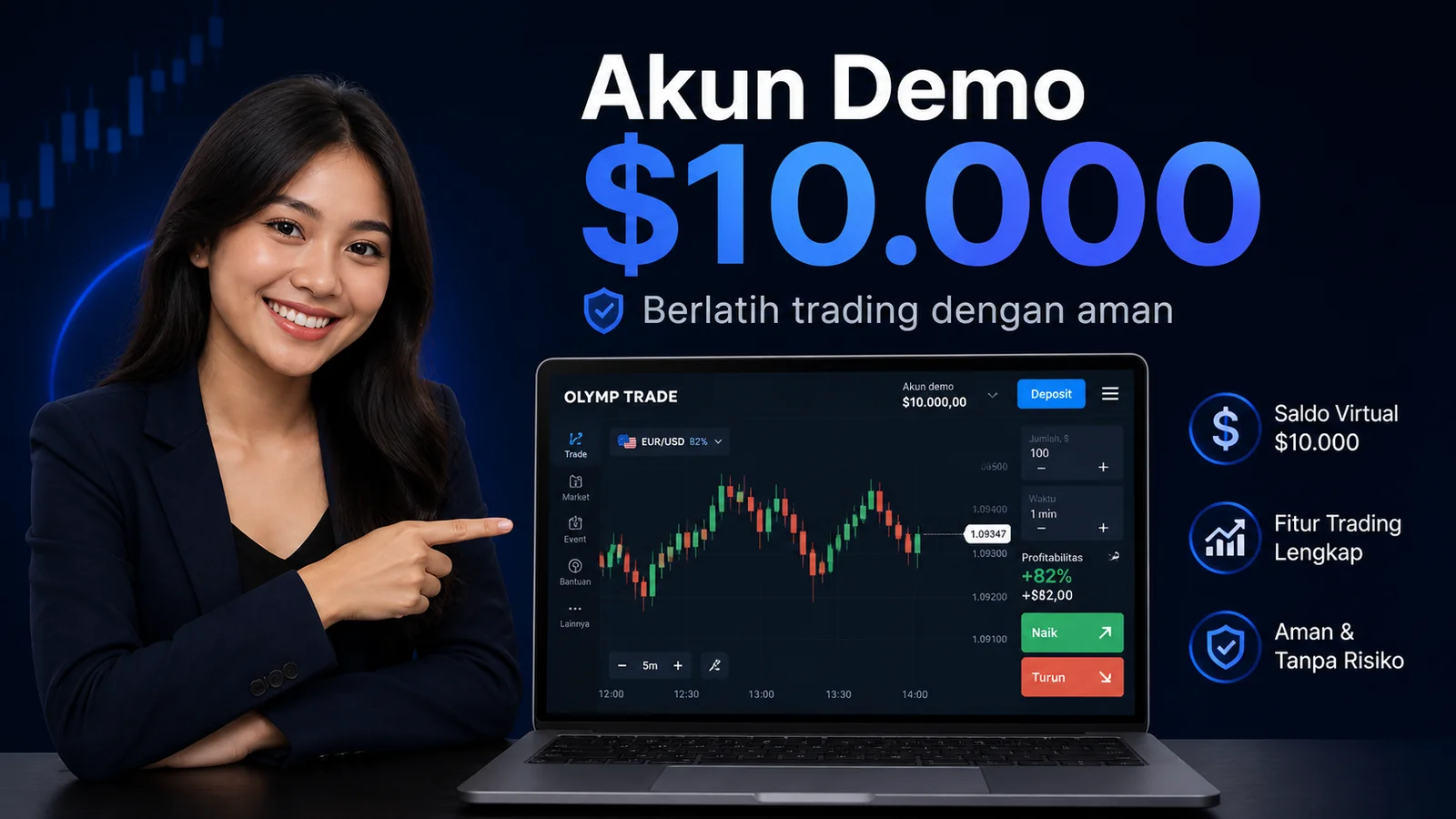 Akun Demo OlympTrade Indonesia — Latihan Trading Gratis dengan $10.000 Virtual